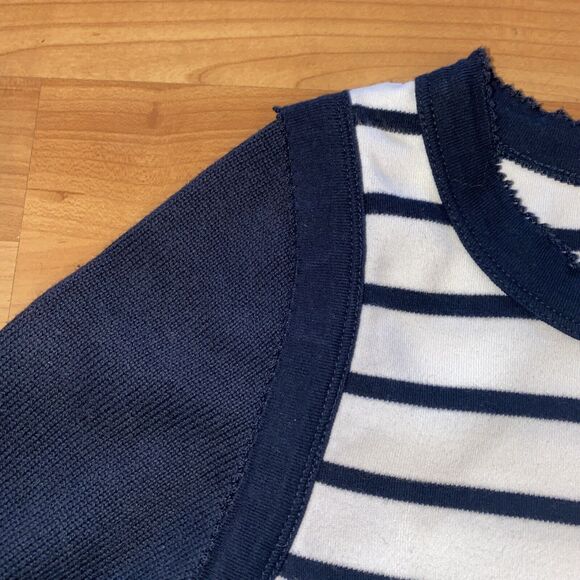 Armor Lux Size 1 Stripe Cotton Knit Crewneck Pullover Sweater Navy Blue White‎ - Picture 9 of 13